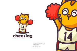 Cheerleader Cat Cartoon Logo