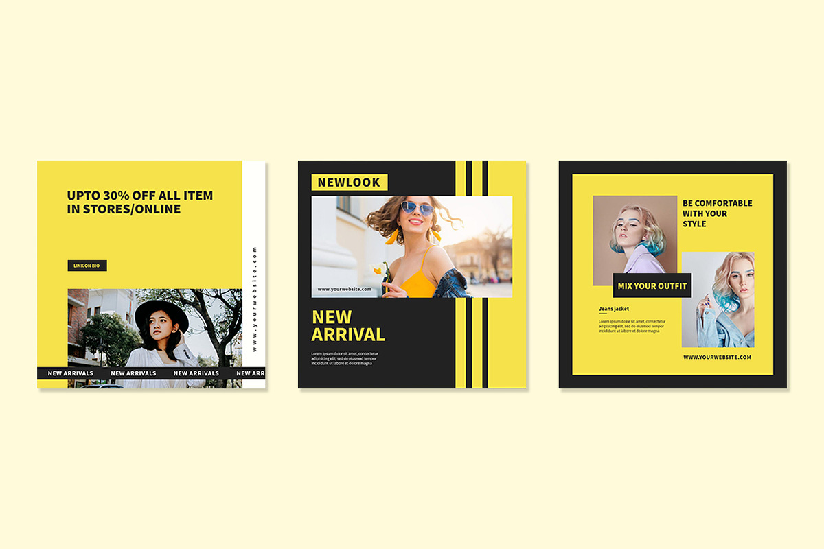 Yellow Instagram Templates, a Social Media Template by Azruca