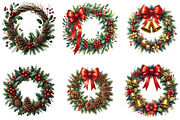 Watercolor Christmas Wreath Clipart, an Illustration by DreamArtGraphic (Thumbnail 3 of 5)