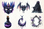 Spooky Purple Halloween Clipart, an Illustration by Dream Creation (Thumbnail 4 of 7)