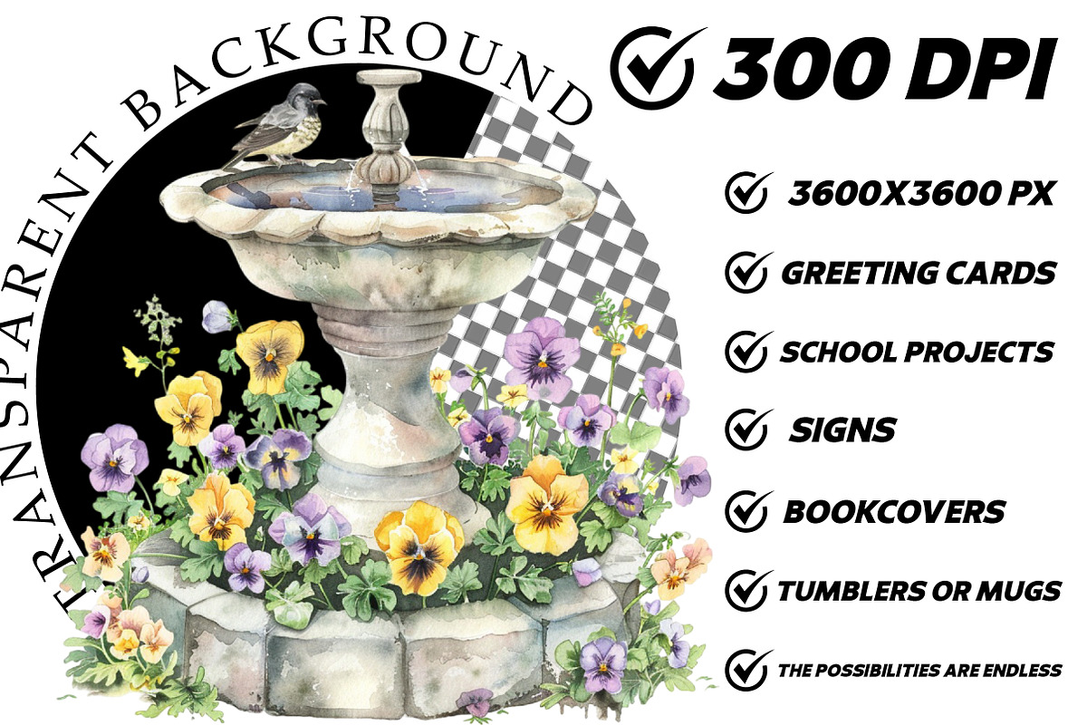 Pansy Garden Watercolor Clipart, an Illustration by DreamCafeArt (Photo 7 of 8)
