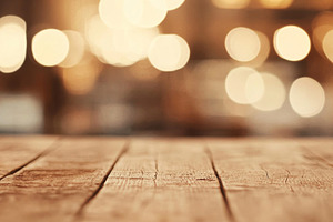 Wooden table background with blurred, a Photo by Dvoevnore photos