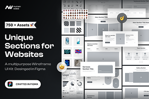 Unique Website Sections Kit in Figma, a Wireframe Template by nwdigitalstore
