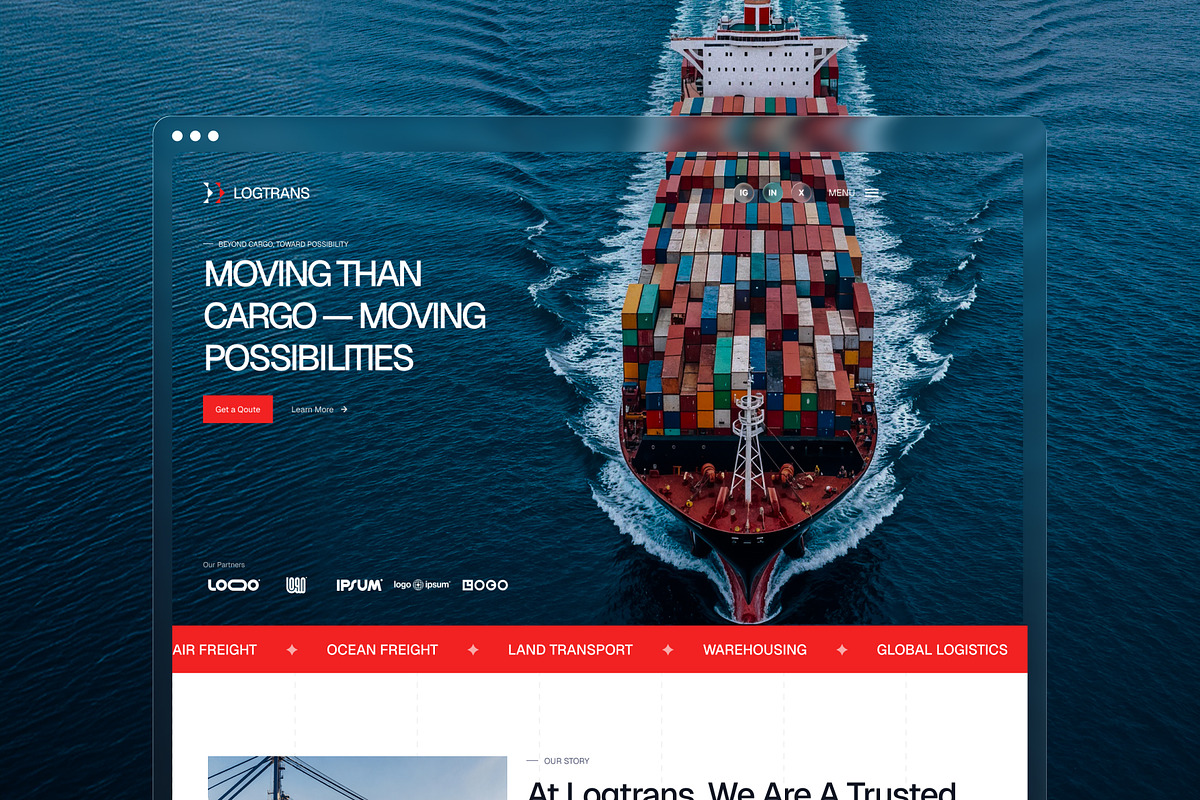Freight and Logistics Website UI, an UI Kit Template by peterdraw (Photo 1 of 7)