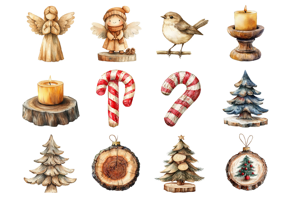 Rustic Wooden Christmas Clipart, a Graphic by CitraGraphics (Photo 2 of 4)