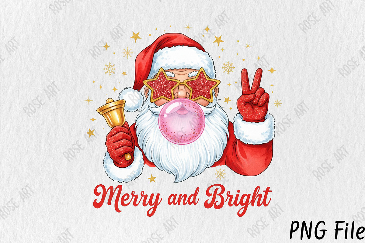 Retro Santa Blowing Bubble PNG, a Seasonal Illustration by Rose Art (Photo 1 of 4)