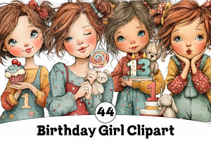 Birthday Girl Clipart, an Illustration by Design Market
