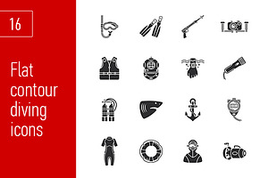 sixteen cute diving icons
