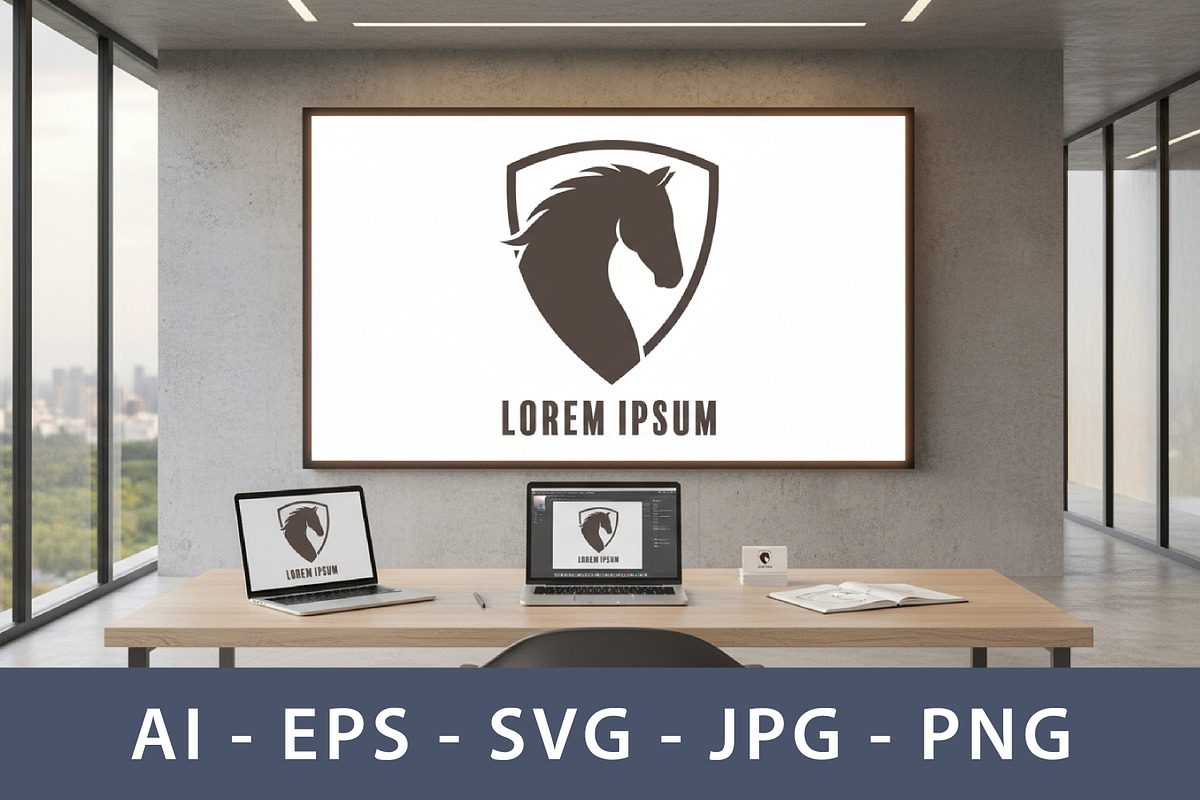 Stylized Horse Head Shield Logo, a Branding & Logo Template by Saba Vector (Photo 2 of 3)