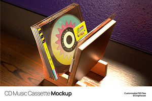 CD Music Cassette Mockup, a Product Mockup by graphicook