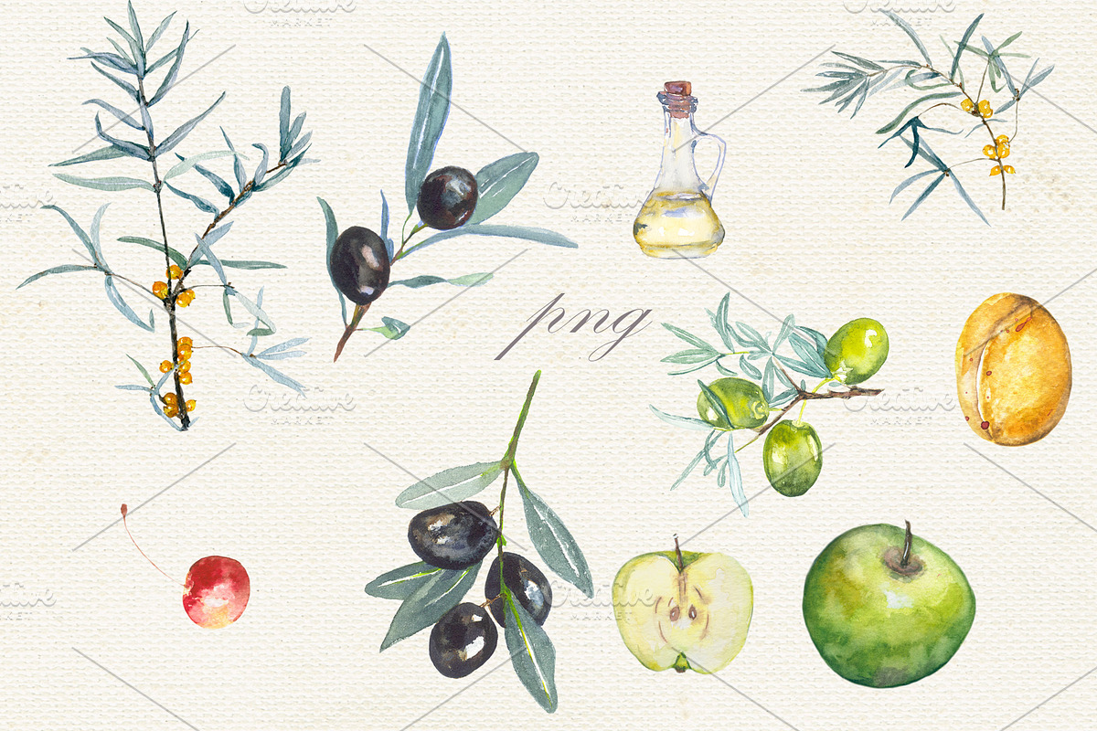 Fruit vegetables food watercolor, a Food Illustration by JuliaFast (Photo 2 of 9)