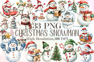 Christmas Snowman Clipart, Christmas, an Illustration by Sublimation Artist