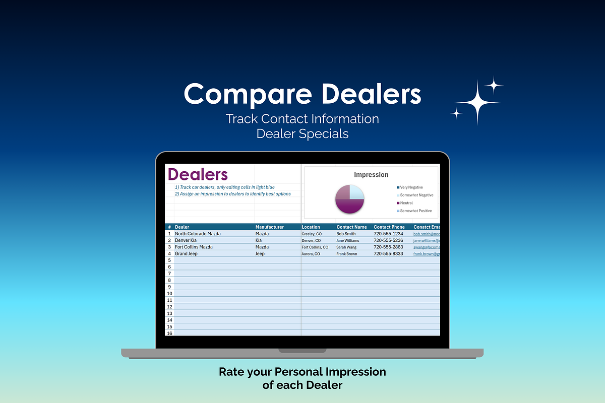 Car Buying Excel Tool preview 3