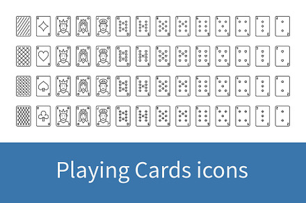 Playing Cards icons set, an Outline Icon by VenomousVector