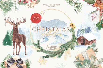 Christmas Watercolor Festive Clipart