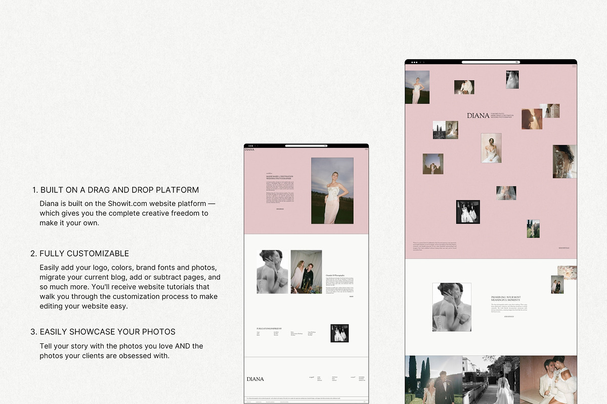Soft & Romantic Showit Template, an App Template by Seventh Made (Photo 2 of 4)