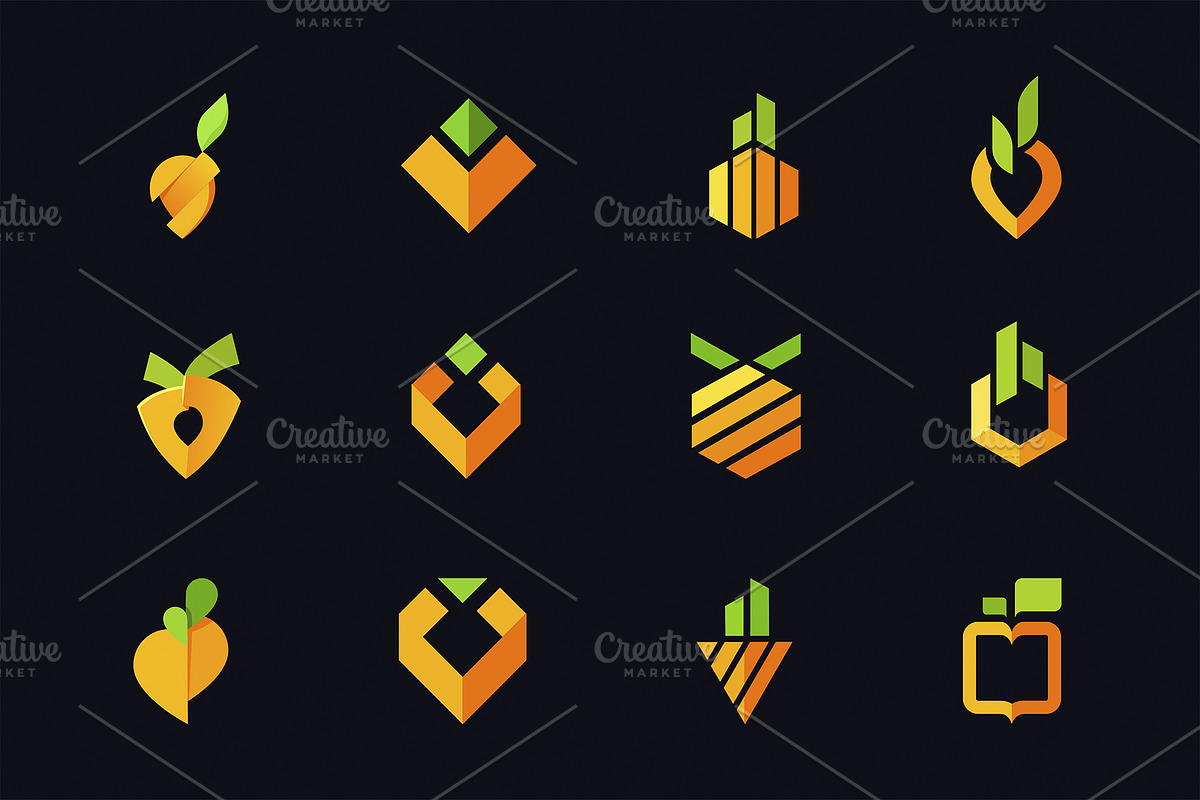 Agricultural Logo Icon Set, a Solid Icon by ProArt