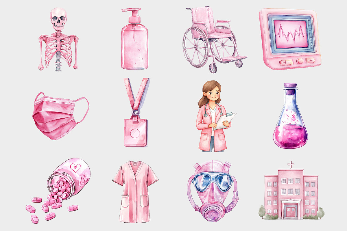 Watercolor Medical Clipart, a Seasonal Illustration by Design Market (Photo 3 of 5)