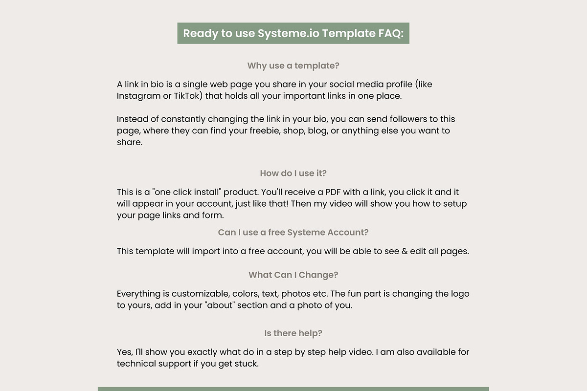 Systeme.io Sage Botanica Link in Bio, a Landing Page Template by Hayley's Digital Hub (Photo 6 of 10)