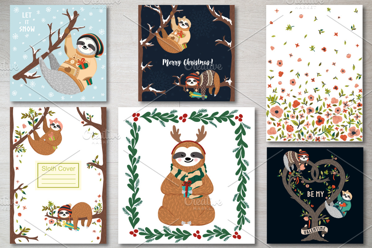 Cute Sloths Prints & Patterns, an Animal Illustration by Dasha_D (Photo 12 of 13)