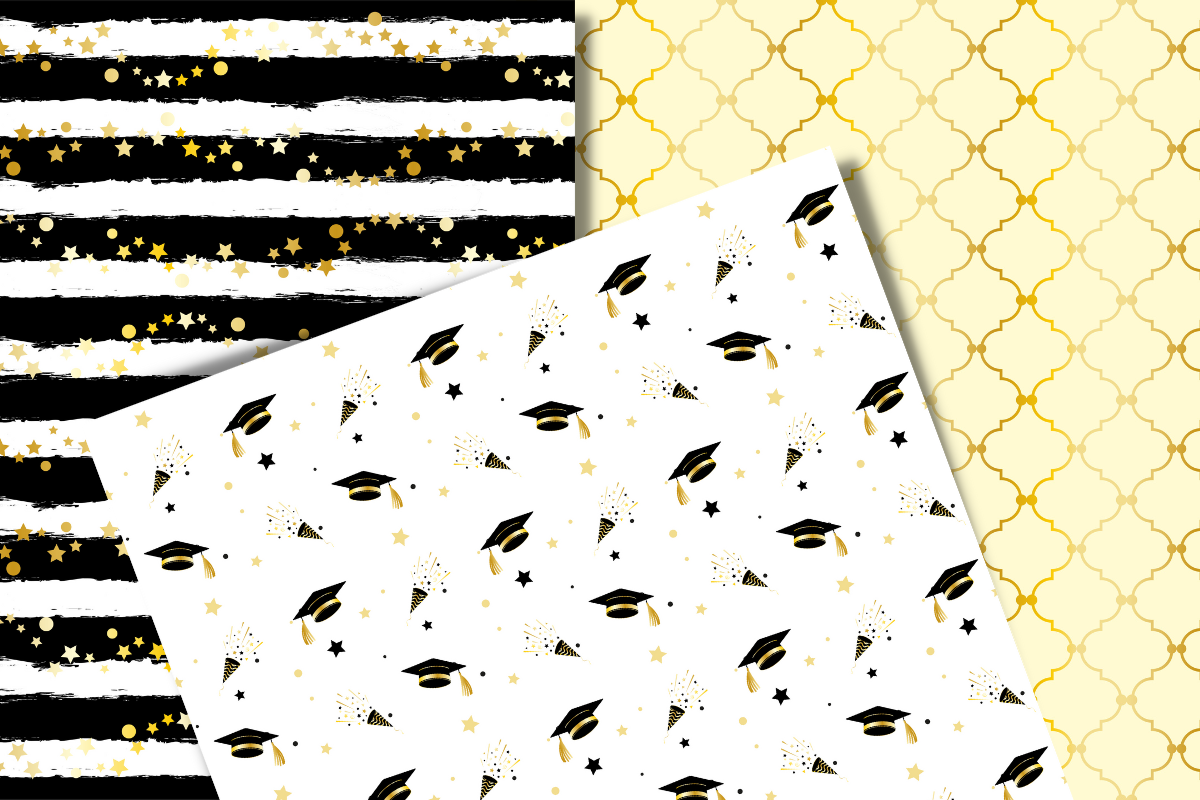 Graduation Digital Paper Pack, a Pattern Graphic by Douce Créativité (Photo 3 of 6)
