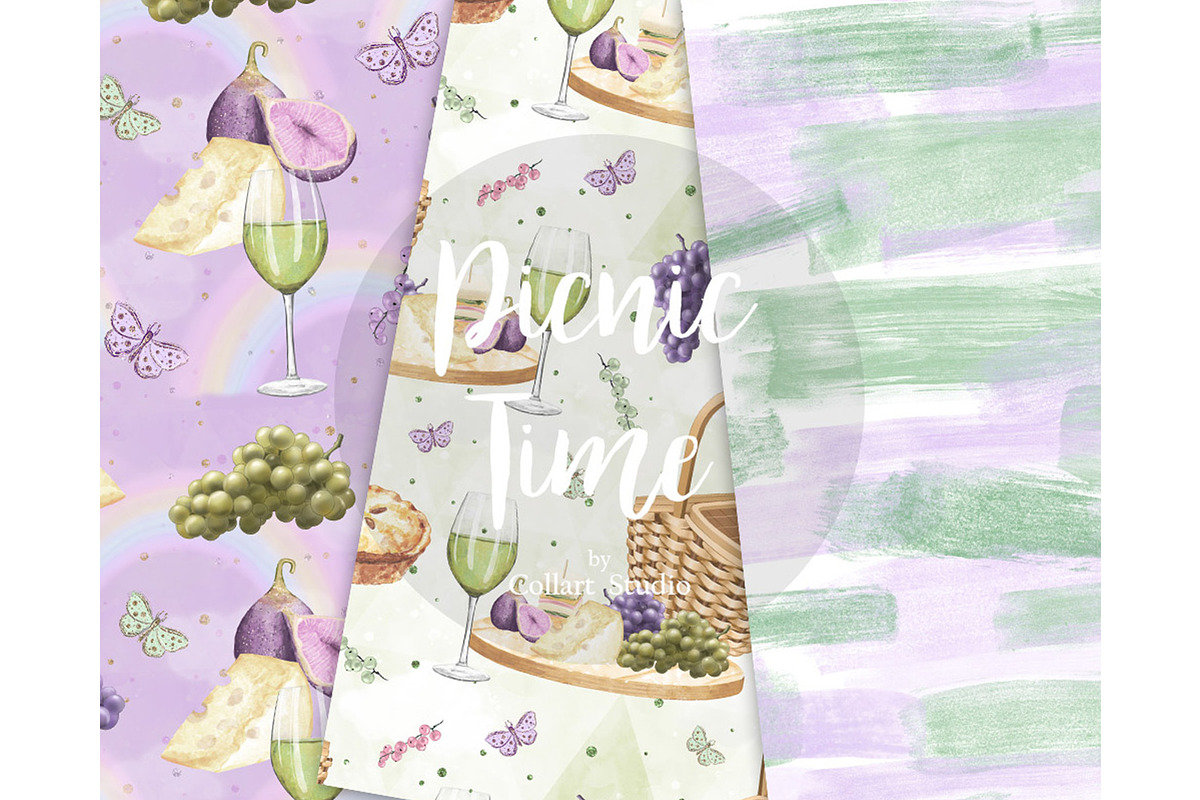 Picnic digital paper, camping papers, a Pattern Graphic by Collart Studio (Photo 3 of 6)