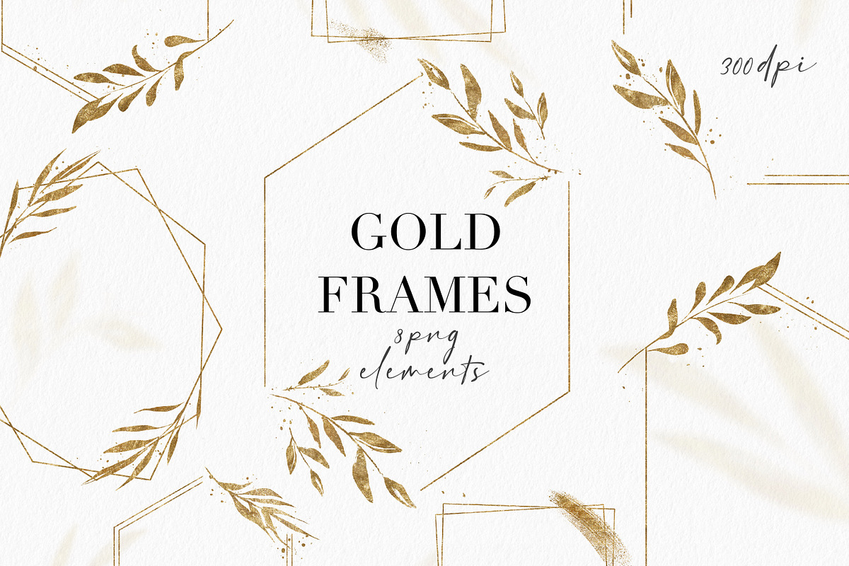 Gold Frames Clipart Floral  PNG, an Illustration by LuiDesignStudio (Photo 1 of 4)