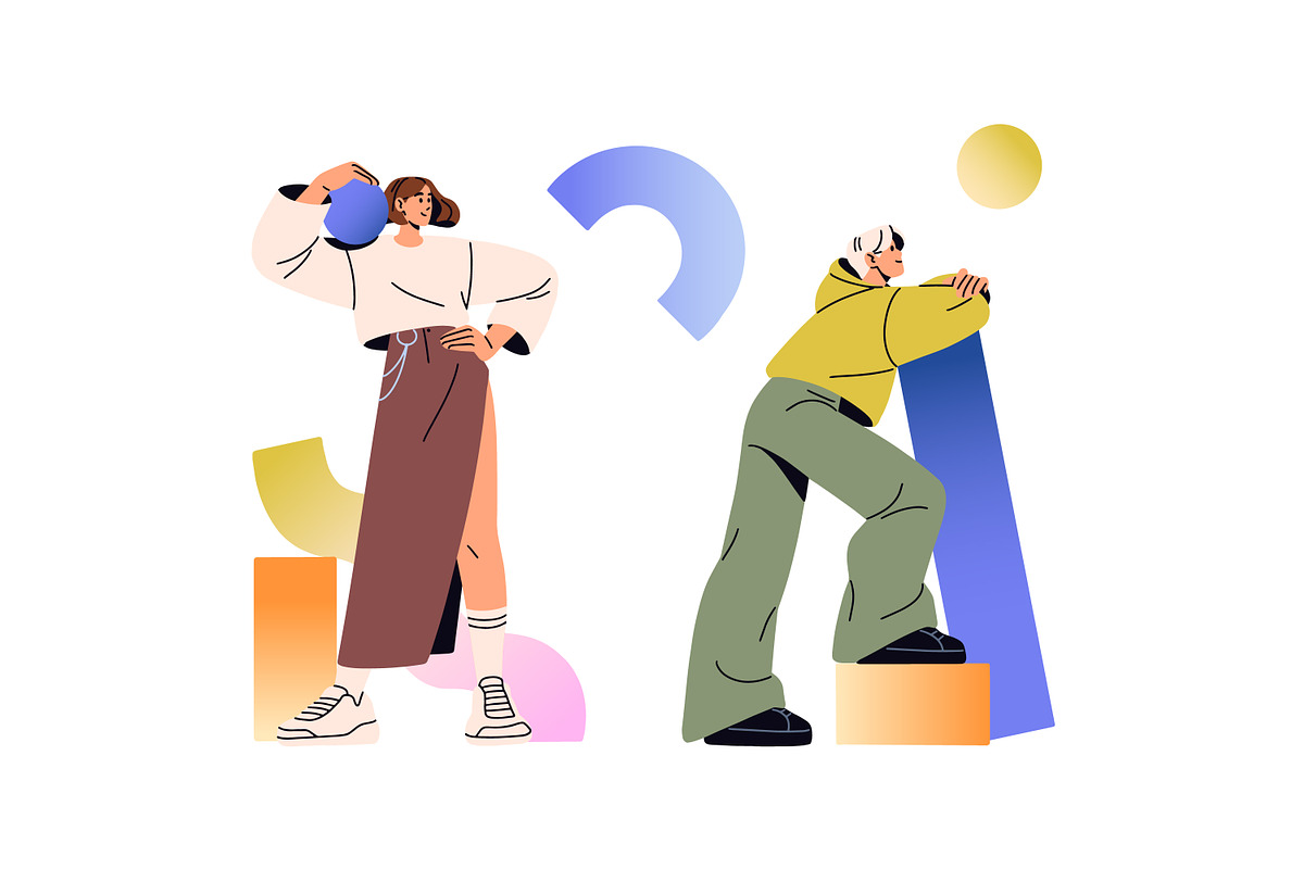 People holding abstract shapes set, a Person Illustration by PaperTrident (Photo 4 of 5)
