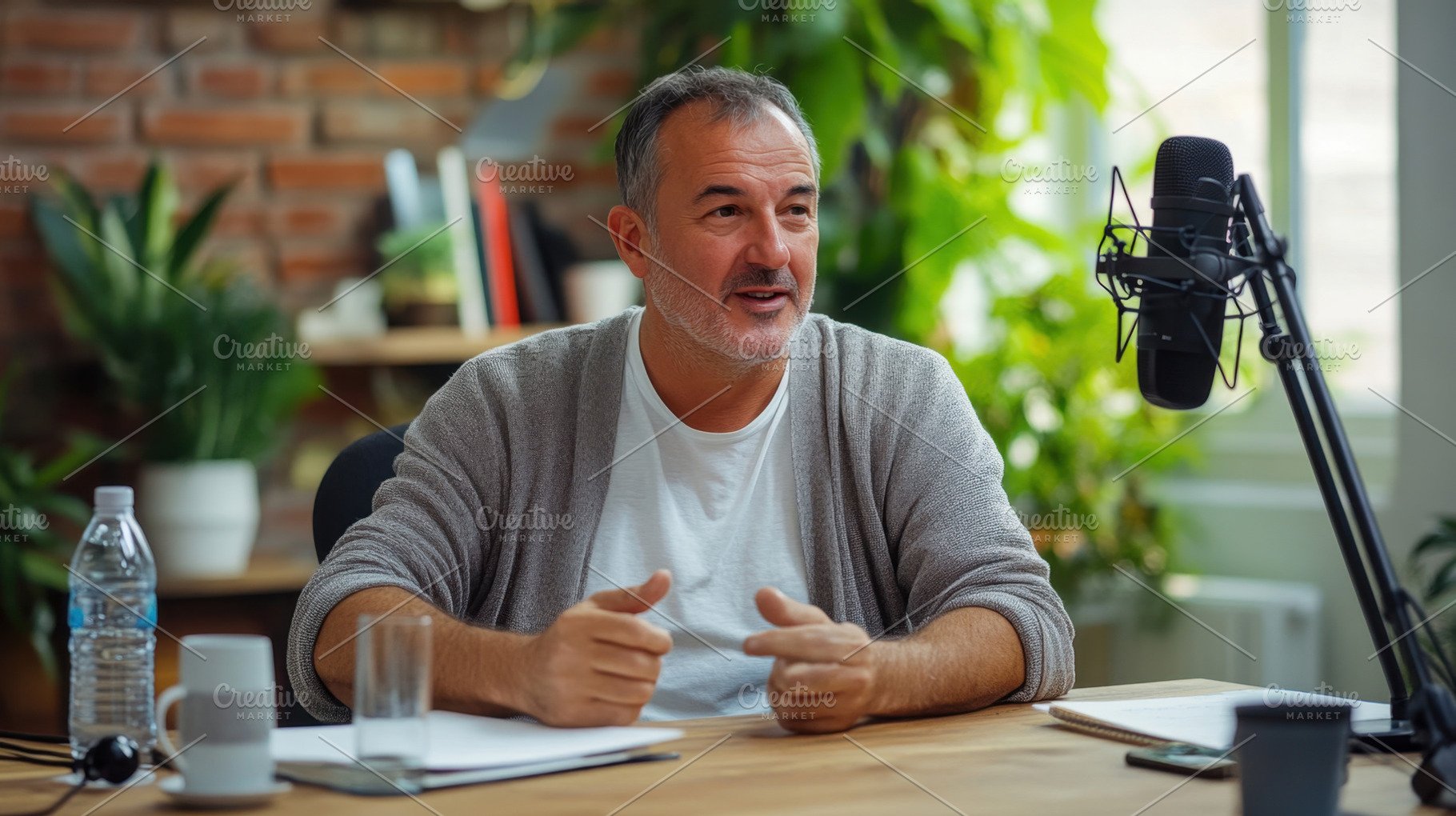 Cozy podcast chat in studio, a Photo by Beautiful things