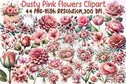 Dusty Pink Flowers Clipart Watercolo, an Illustration by Sublimation Artist (Thumbnail 1 of 6)