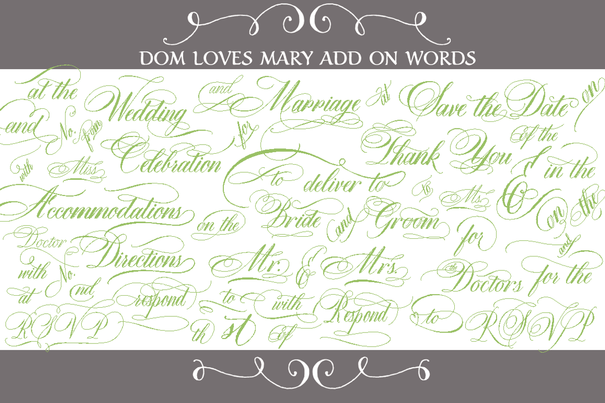 Sale-Dom Loves Mary Add on Words, a Script Font by Debi Sementelli (Photo 2 of 2)