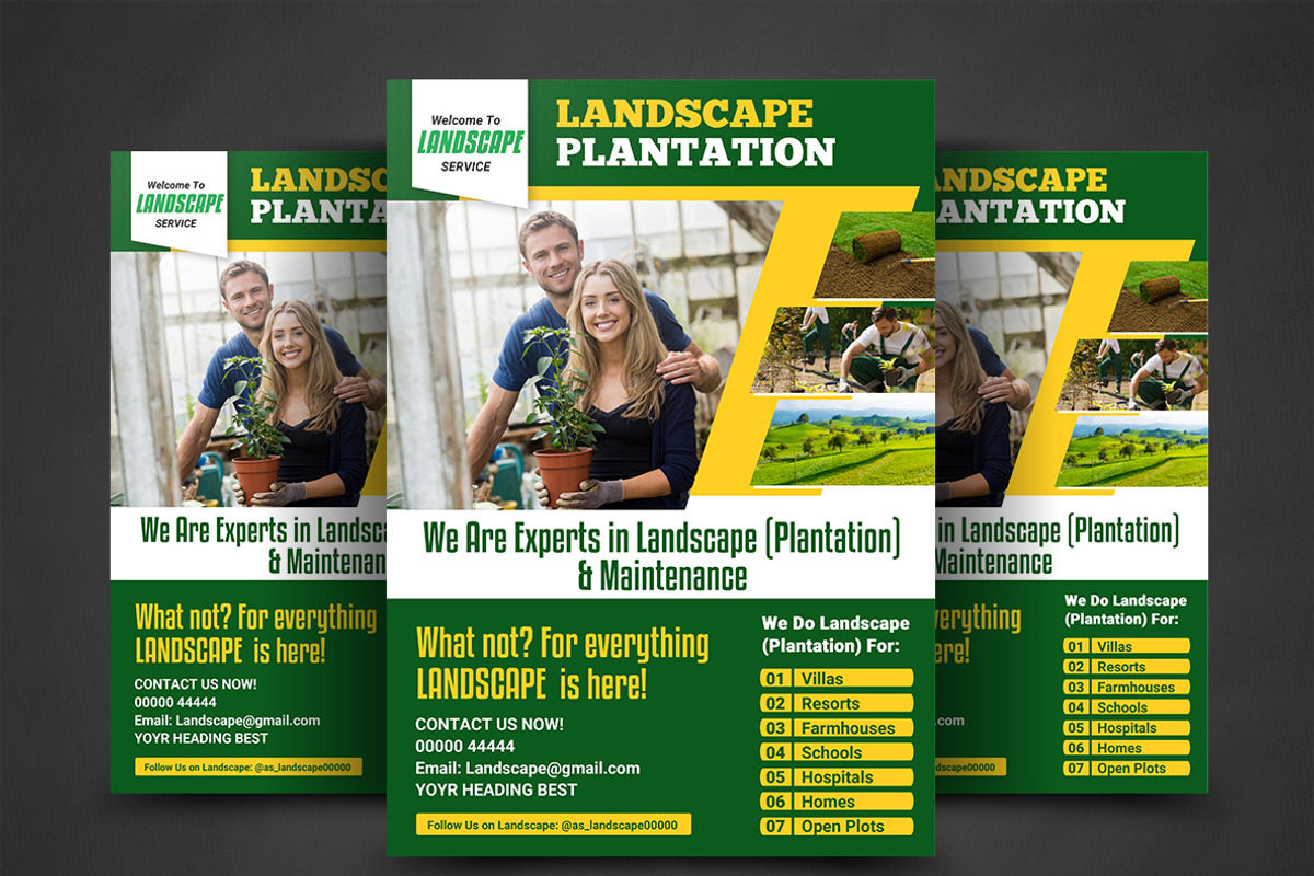 Garden Landscaping Flyer Templates, a Flyer Template by AfzaalGraphics (Photo 1 of 5)