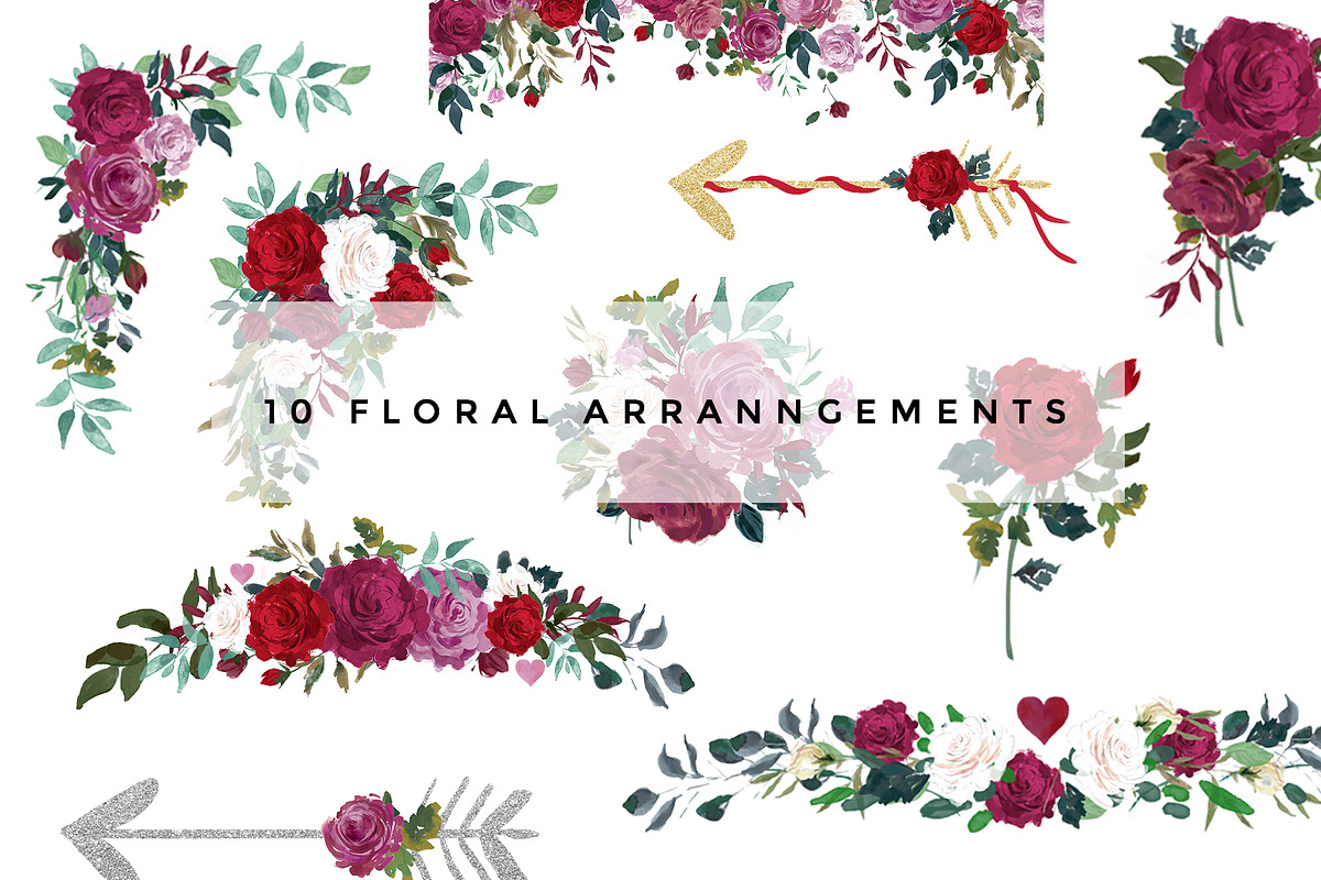 Romance Watercolor Clipart, an Illustration by Twigs and Twine (Photo 3 of 6)