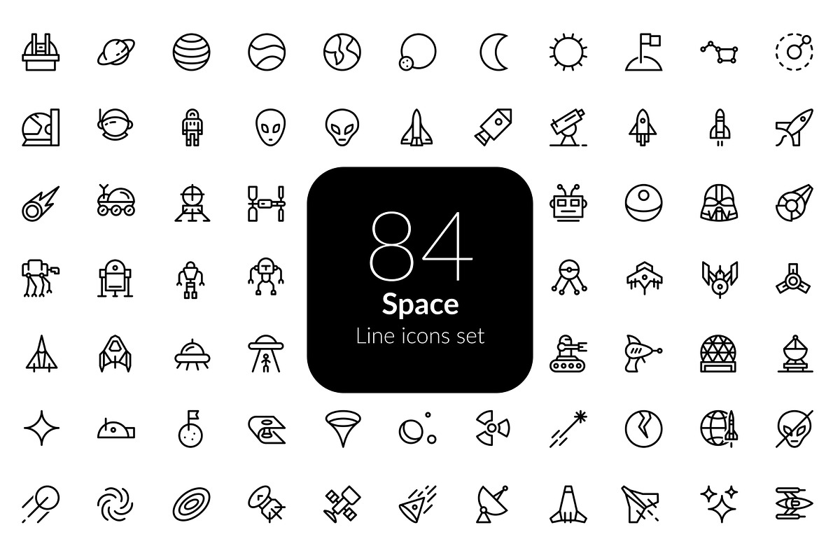 Space line icons set, an Outline Icon by AIWD (Photo 1 of 2)
