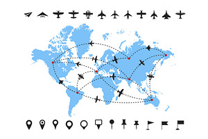 Airline routes on world map, a Transportation Illustration by winwin.art