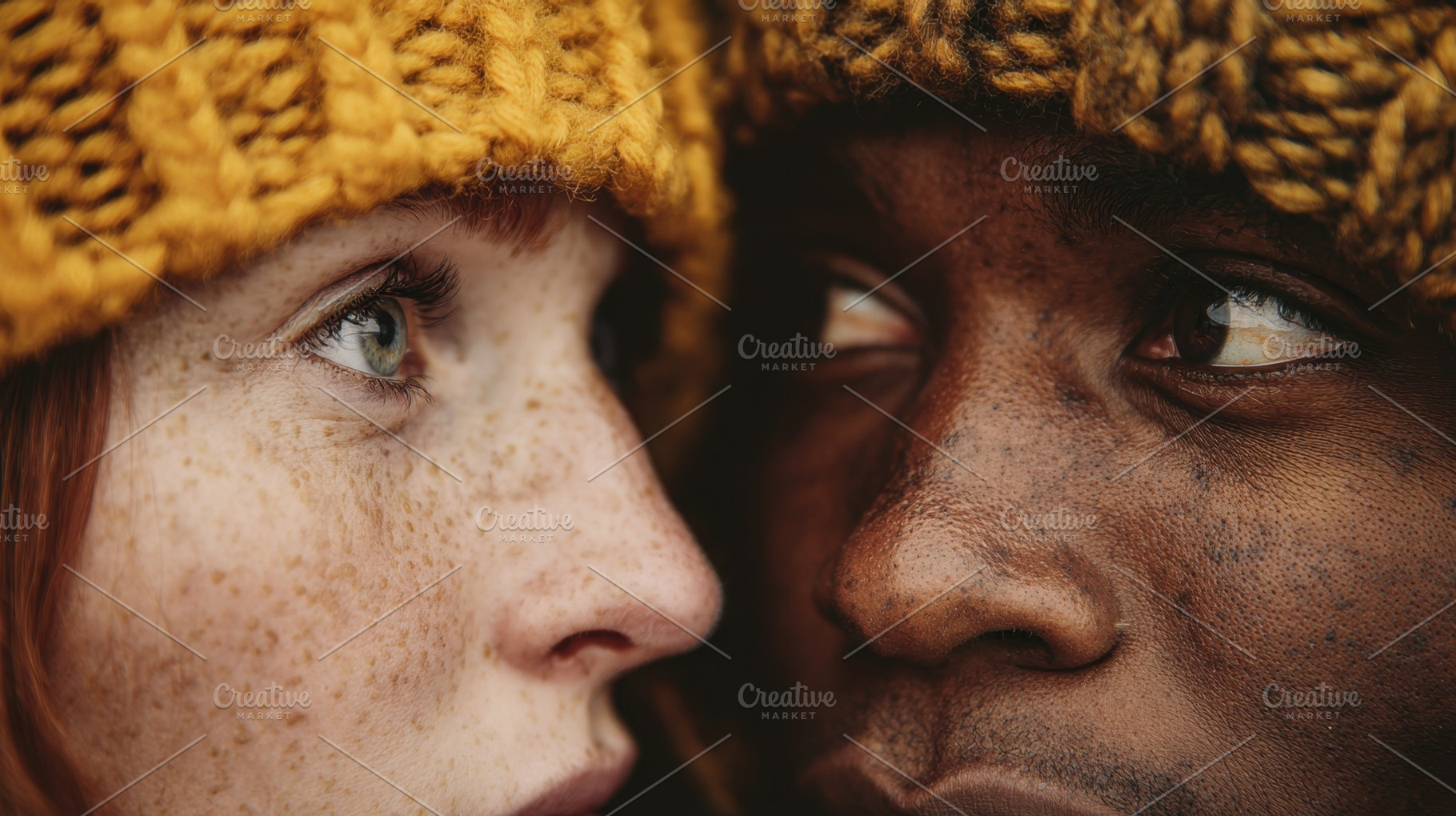Close-up of two hat wearers, a Photo by Beautiful things