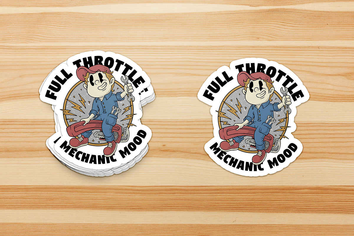 mechanic mascot riding pipe wrench, a Branding & Logo Template by Judsart (Photo 3 of 3)