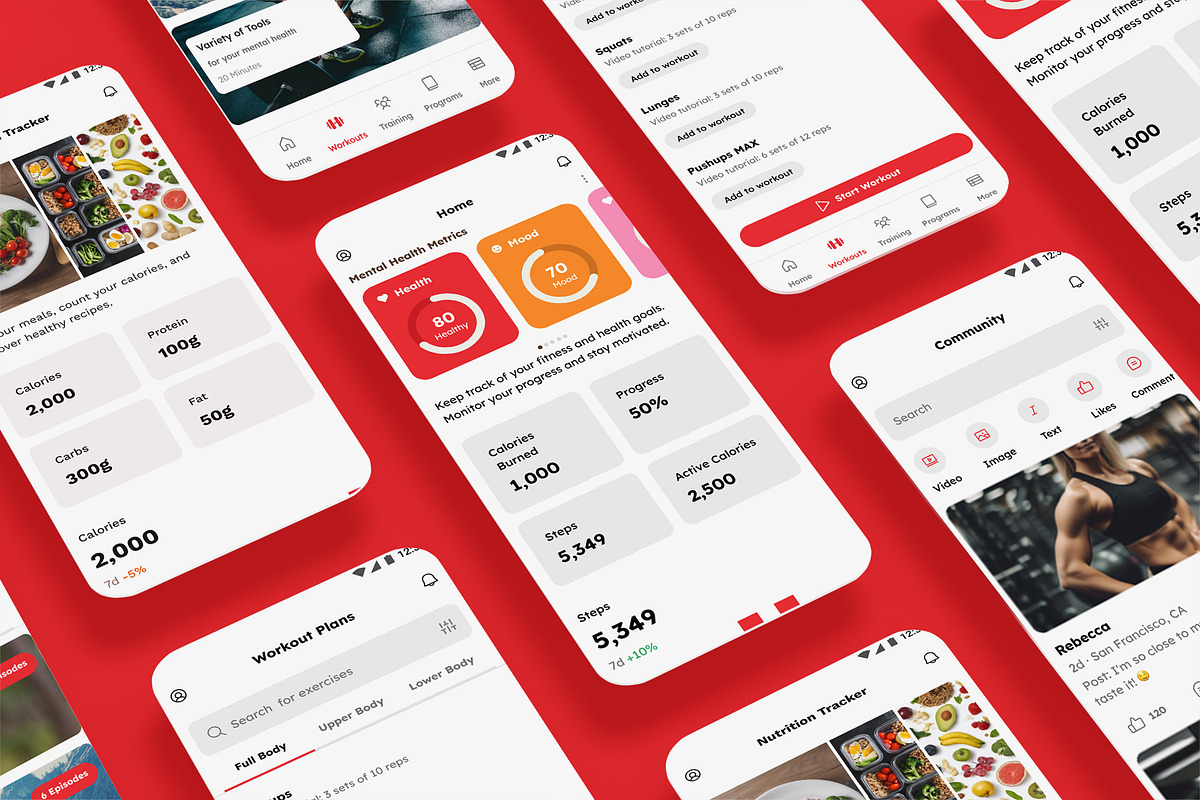 Health, Fitness, Steps, Workout App, an App Template by nagaredesignstudio (Photo 1 of 2)