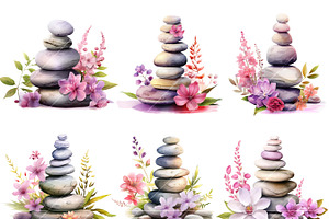 Zen Stones Spa Art Clipart Bundle