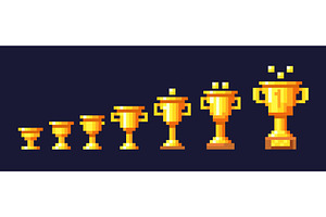 Pixel trophy cup animation. Golden, an Illustration by Stock-Smart-Start