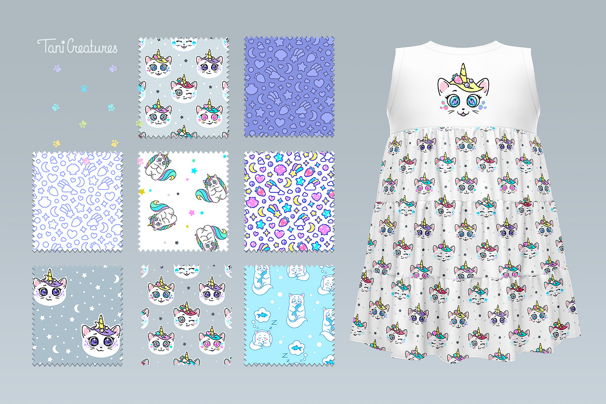 Kawaii cats | Clipart & patterns, an Illustration by TaniCreatures (Photo 9 of 11)