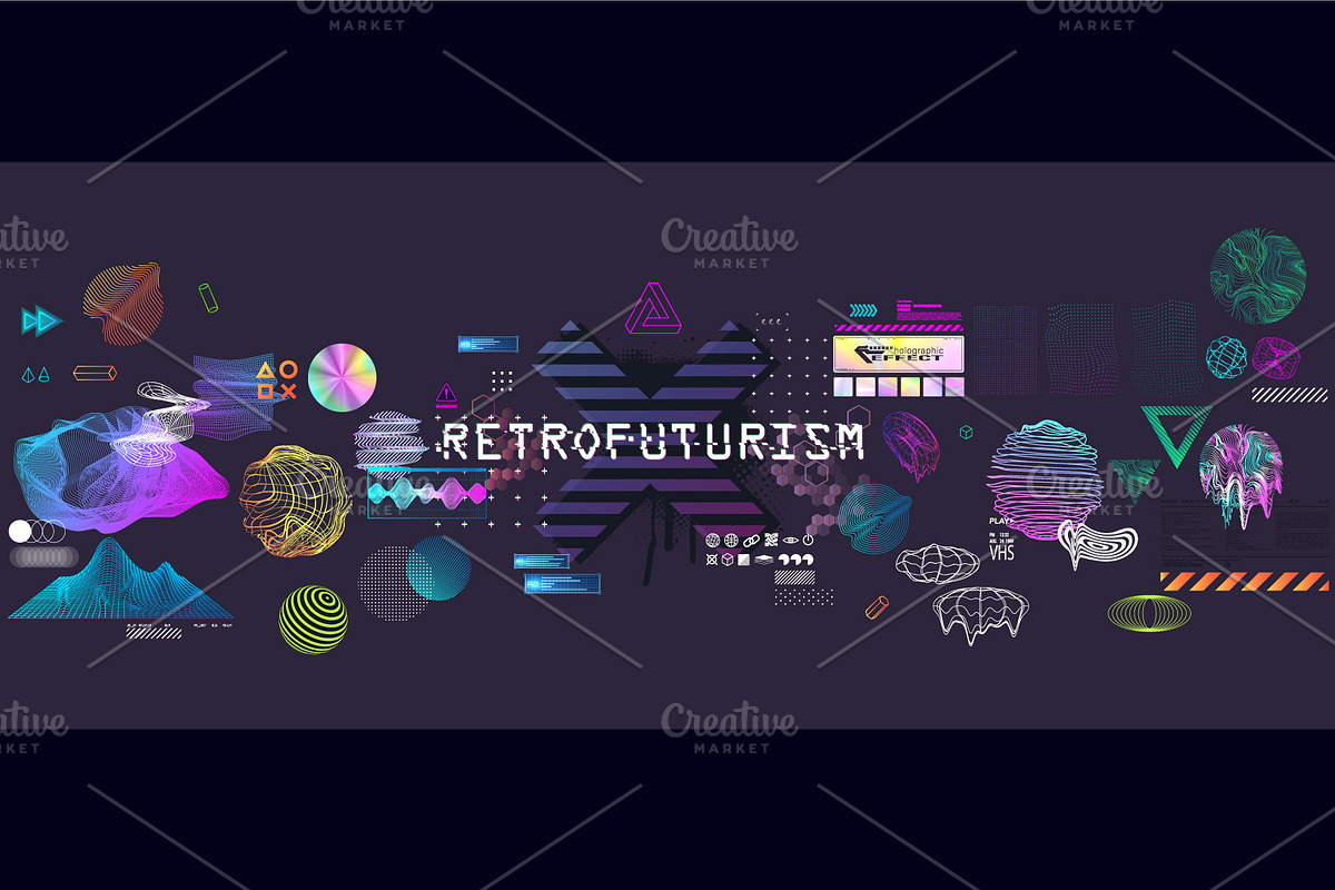 Retrofuturistic 3D trendy collection, an Object Illustration by SergeyBitos (Photo 7 of 8)