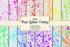 Neon Paint Splatter Overlays