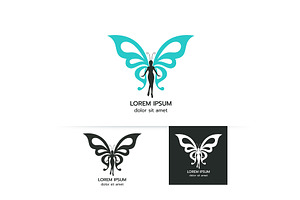 Beauty flying women butterfly logo