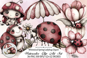 Whimsical Spring Ladybug Clipart, an Illustration by SVGArt
