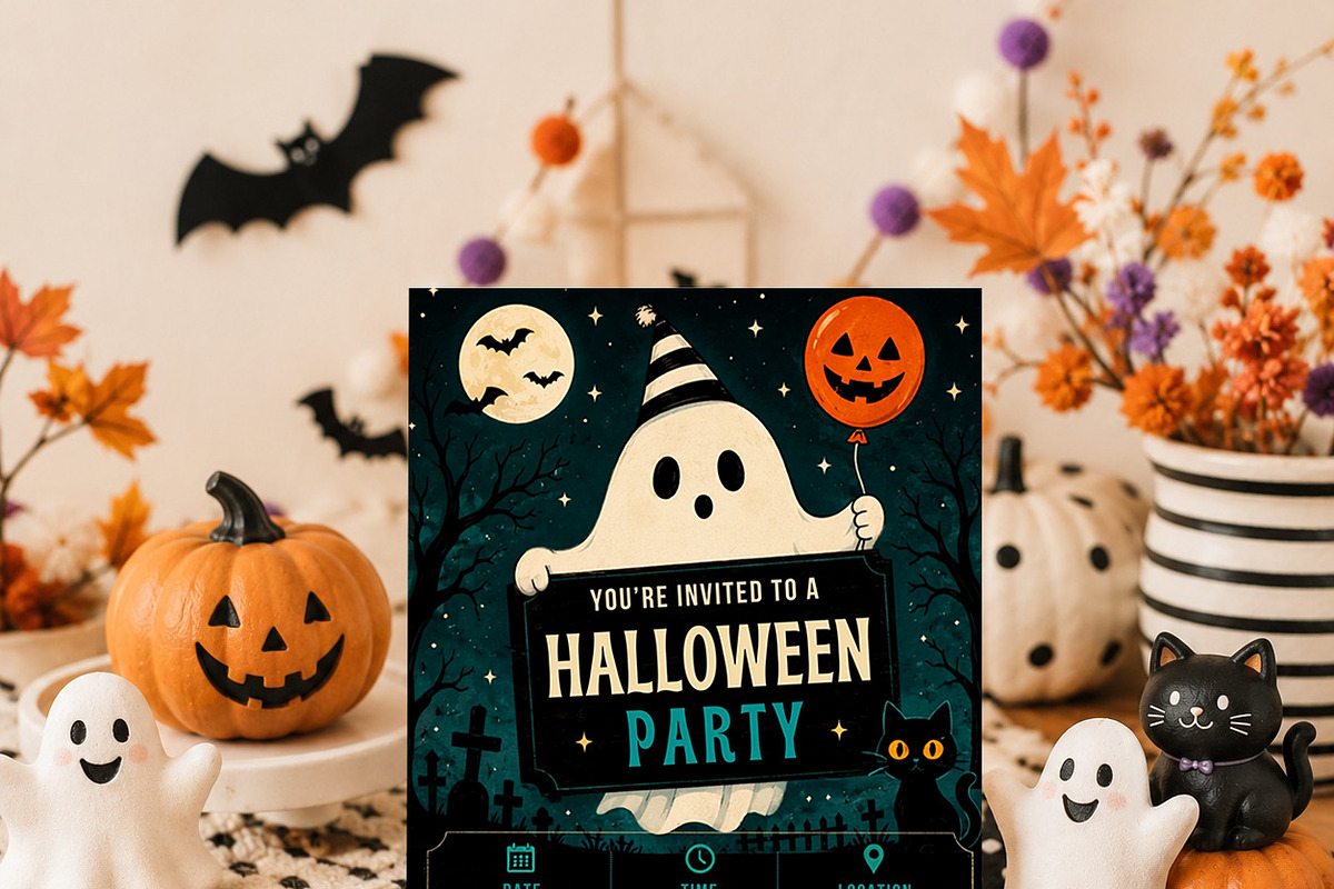 Cute Ghost Halloween Invitation, an Invitation Template by Arslan (Photo 4 of 5)