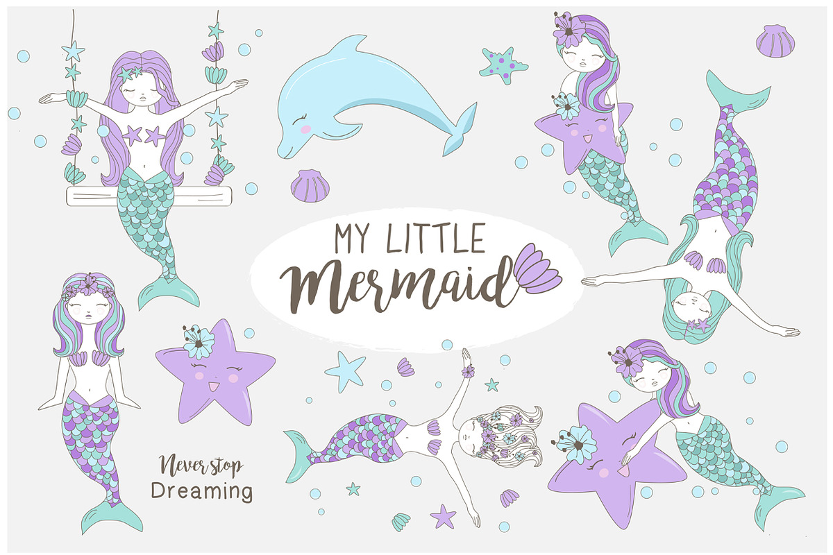 Vector Little Mermaid collections, an Animal Illustration by garu1987 (Photo 2 of 6)