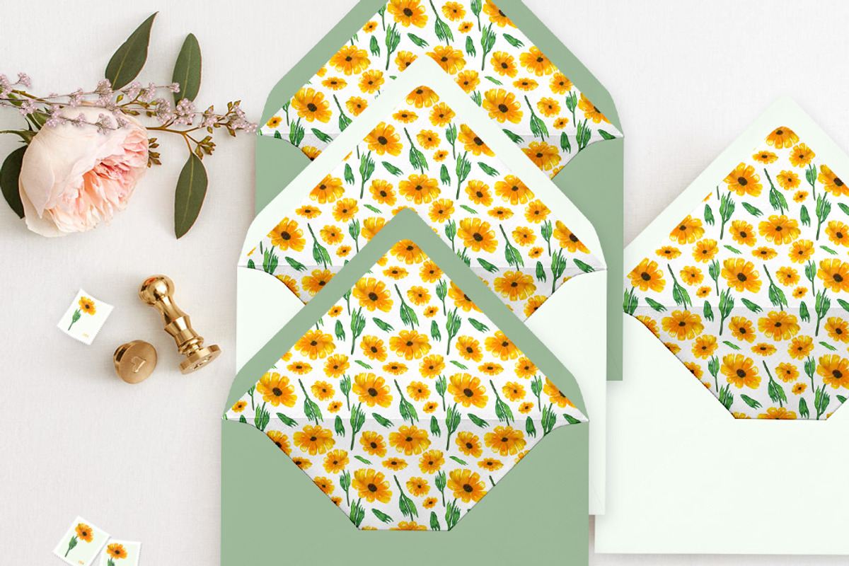 Sunflower Watercolor Wedding Suite, an Invitation Template by Love Design (Photo 9 of 12)