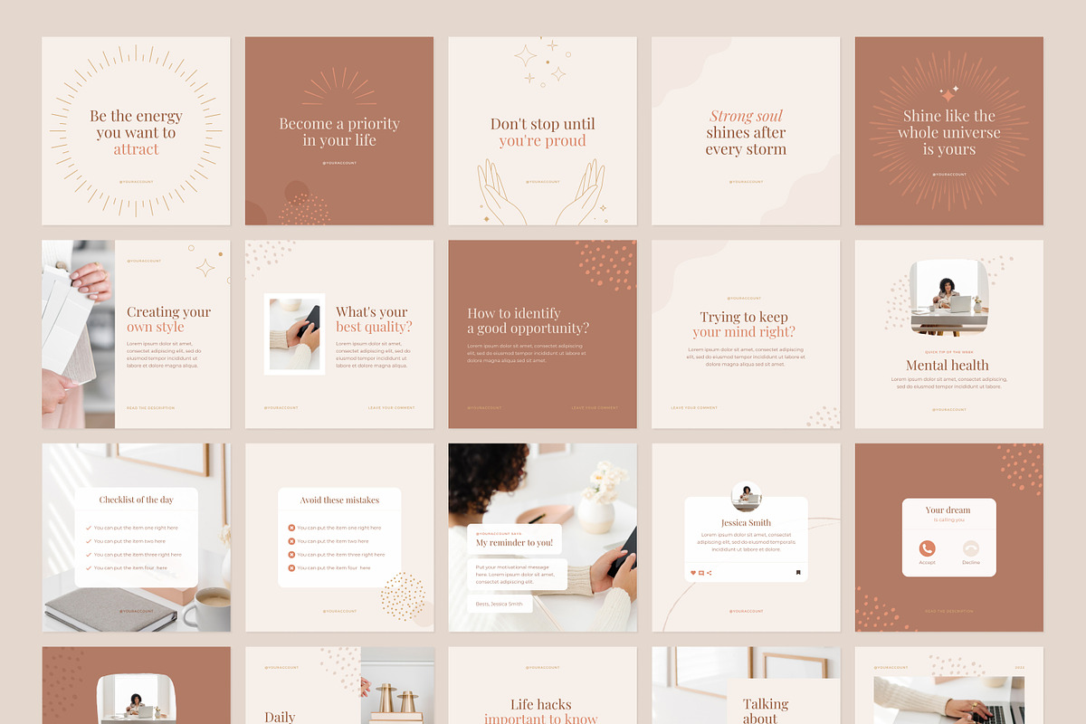 Boho Instagram Post Template for Canva