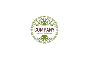 Curly leaves tree of life seal logo, a Branding & Logo Template by Enola99d